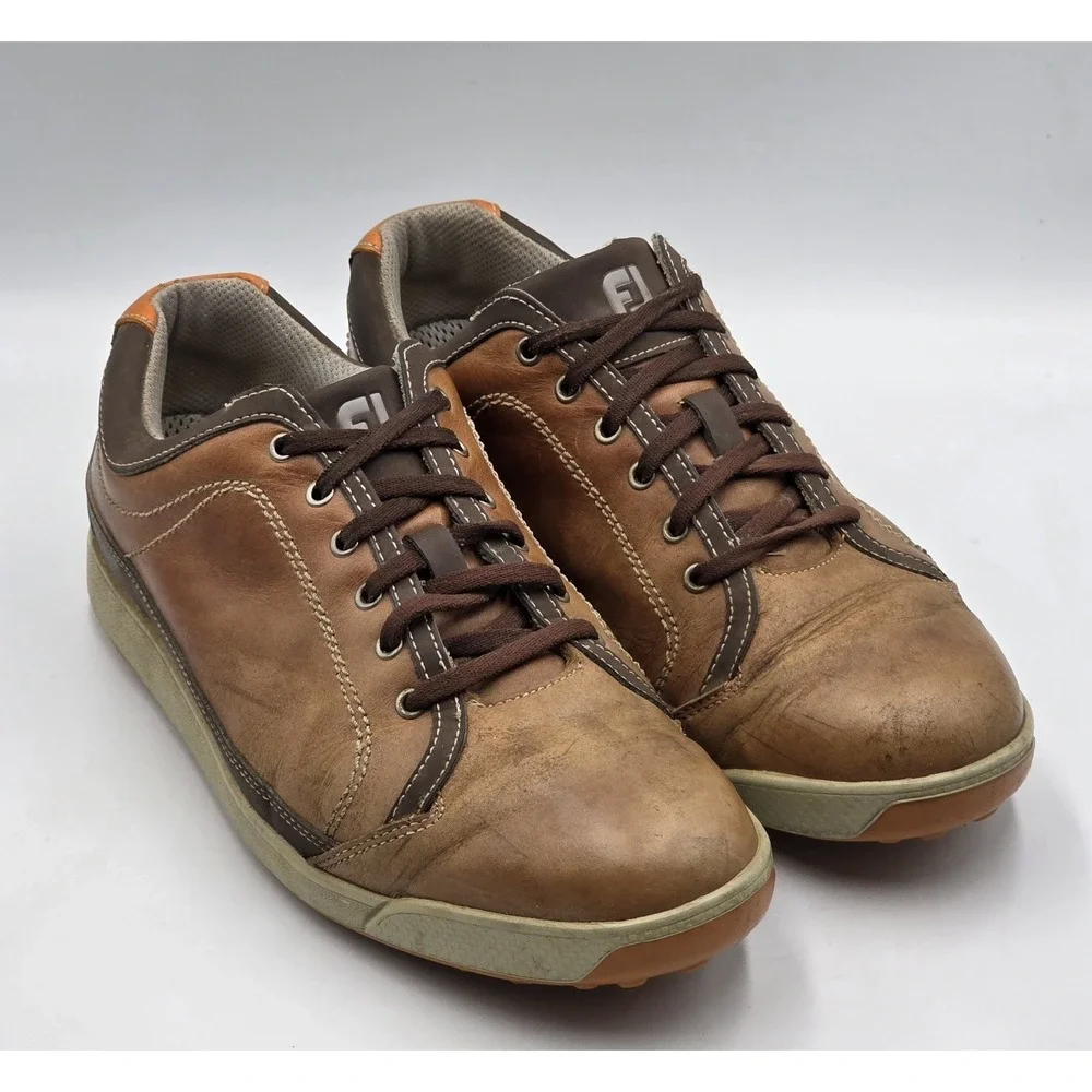 FootJoy Contour Casual 54222 Brown Leather Spikeless Golf Shoes‎ Mens 7W Wide